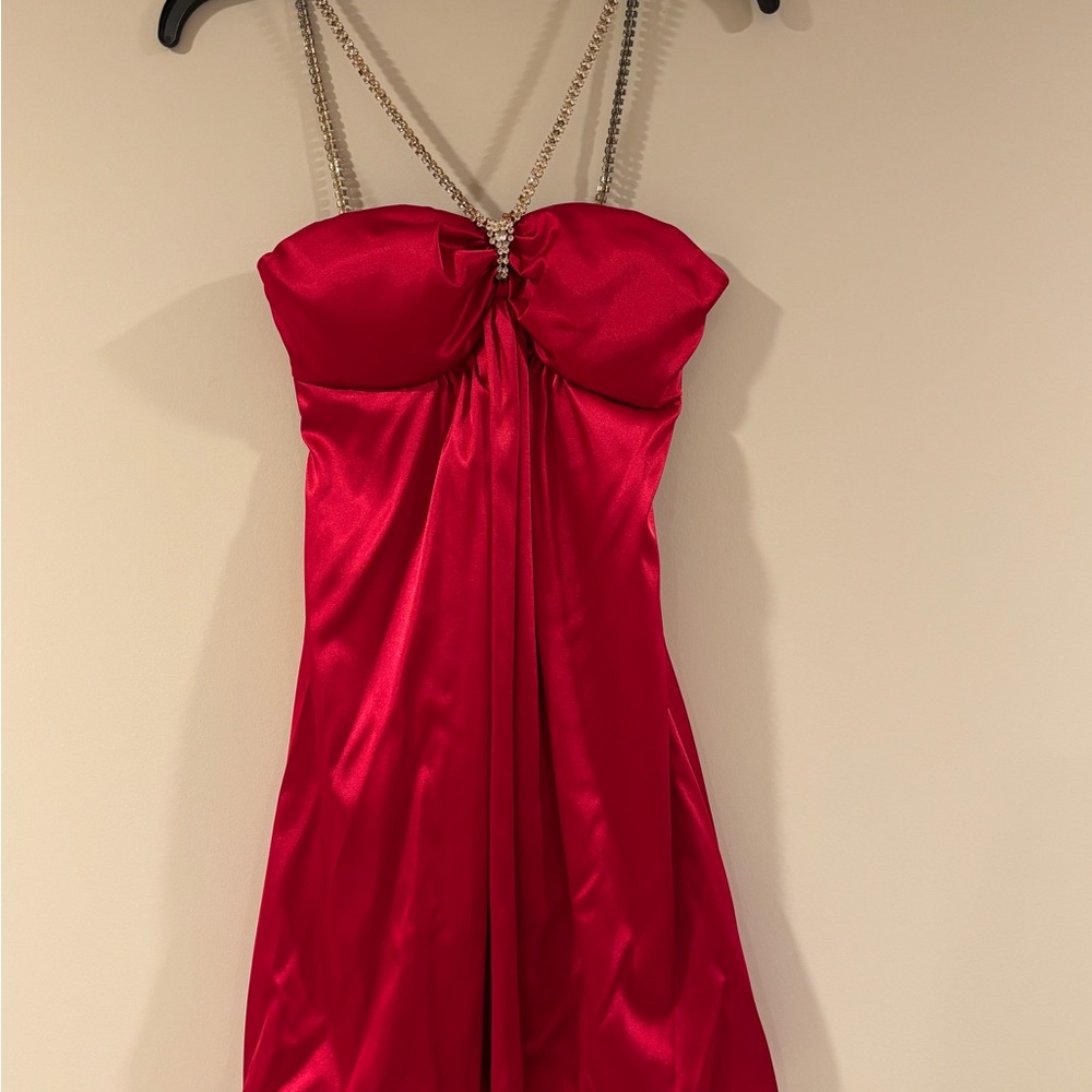Elegant Red Satin Dress